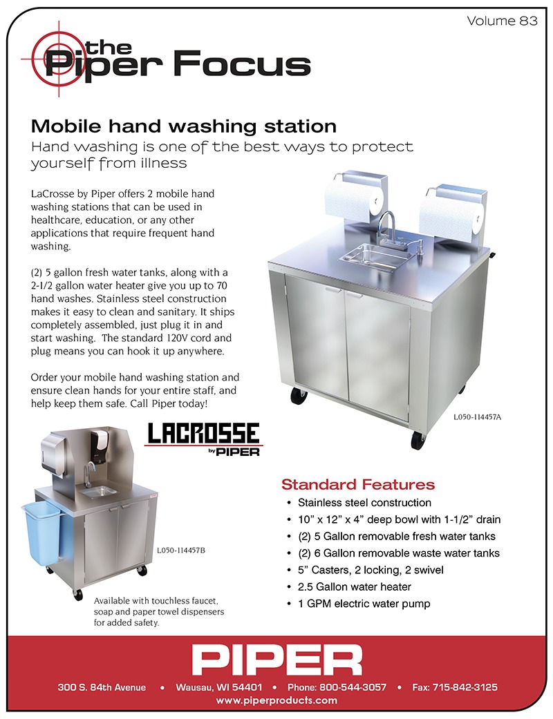 Piper Focus Volume 83 - Mobile Hand Washing Stations