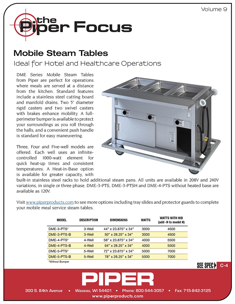 Piper Focus Volume 9 - Mobile Steam Tables